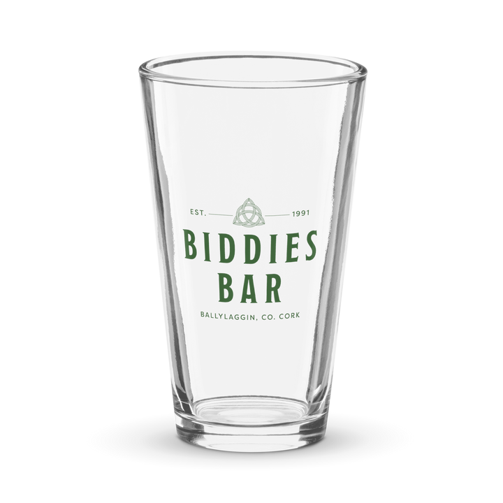 Biddies pint glass
